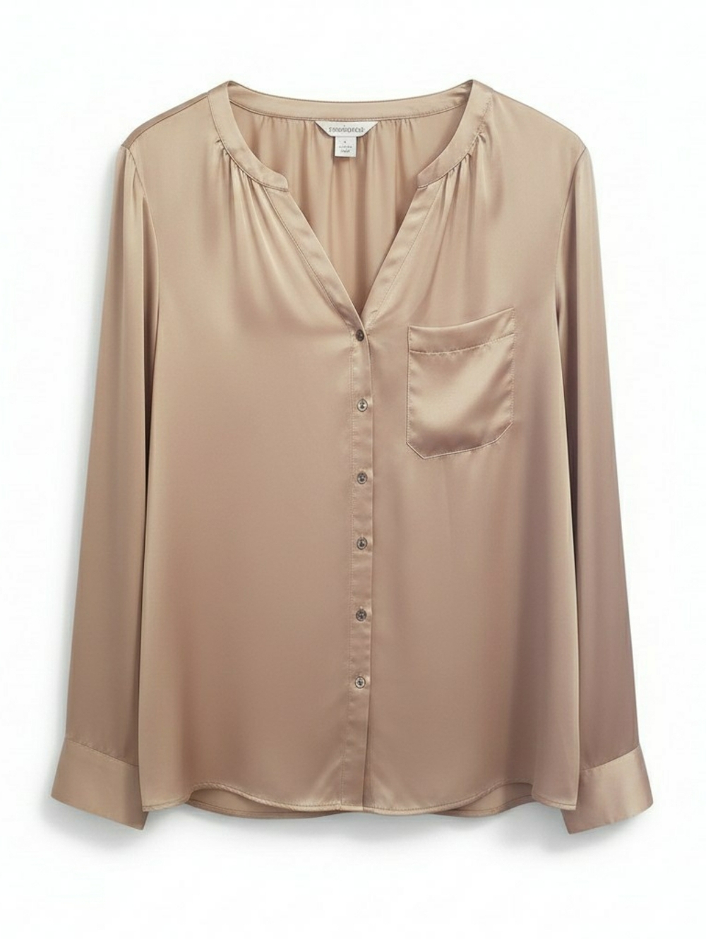 Sundance 100% Silk Champagne Gold Long Sleeve Button Front Blouse, Size Small
